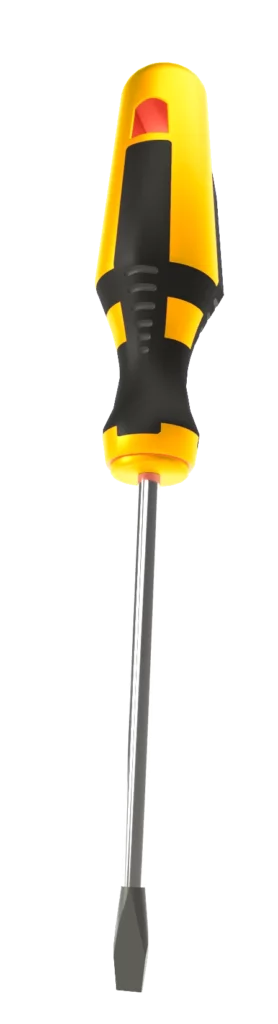 śrubokręt płaski z kolorową rączką na białym tle
